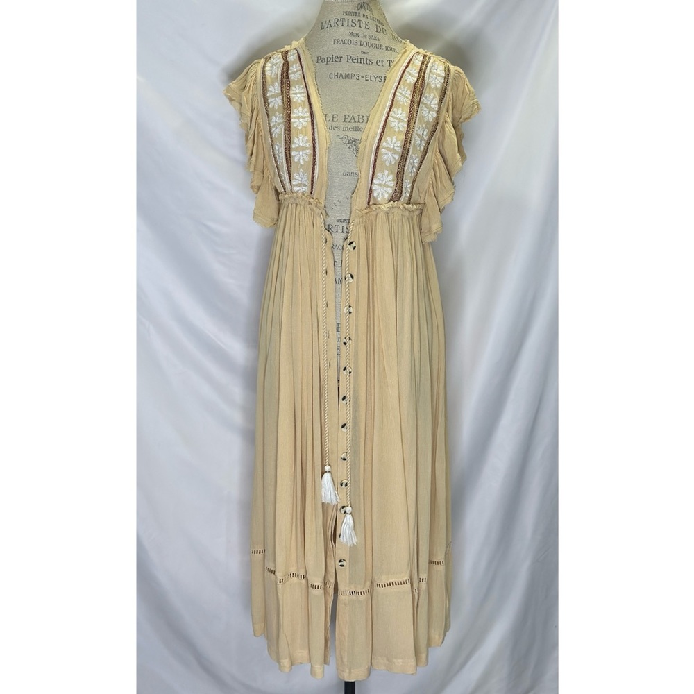 Free People Will Wait For You Midi in Garbanzo Bean Combo Dress XS (Oversize)